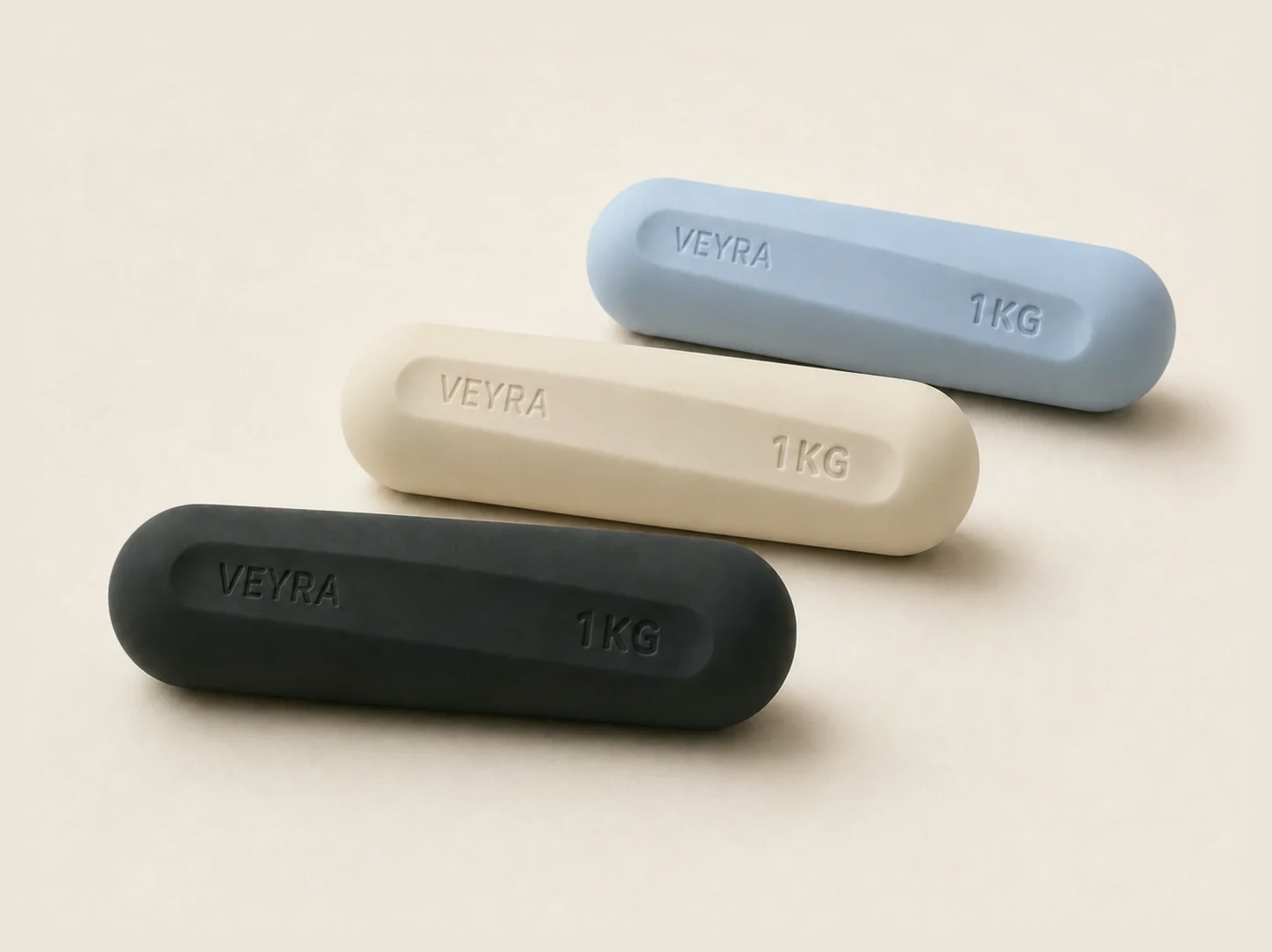 VEYRA soft-touch silicone dumbbells for custom branded fitness collections